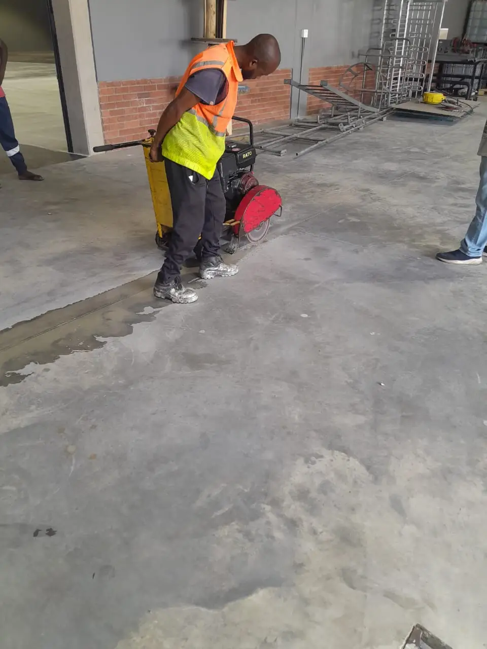 Saw cutting concrete near the coast in Durban